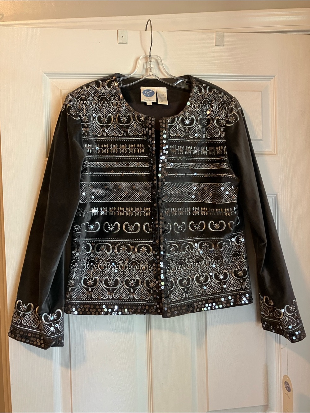 NWT Diane Gilman Black Embellished Sequin Jacket